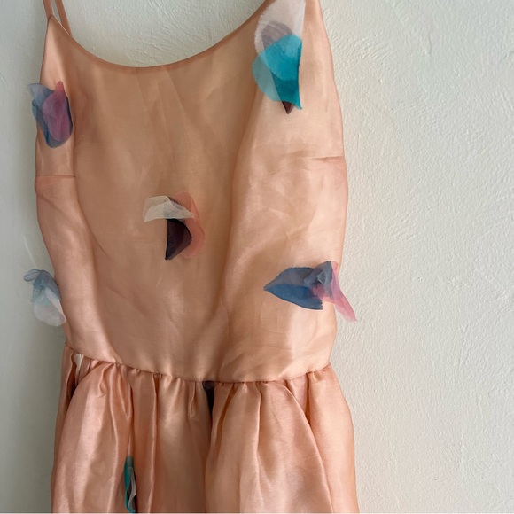 Rachel Antonoff Peach Dress 3D Petal Floral Sheer Pastel Designer 2015 Line 8 - Picture 5 of 9